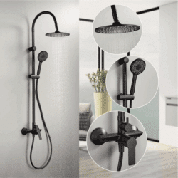 INTER CERAMIC TUŠ SUSTAV ALISADO SA TUŠ RUČICOM MAT CRNA